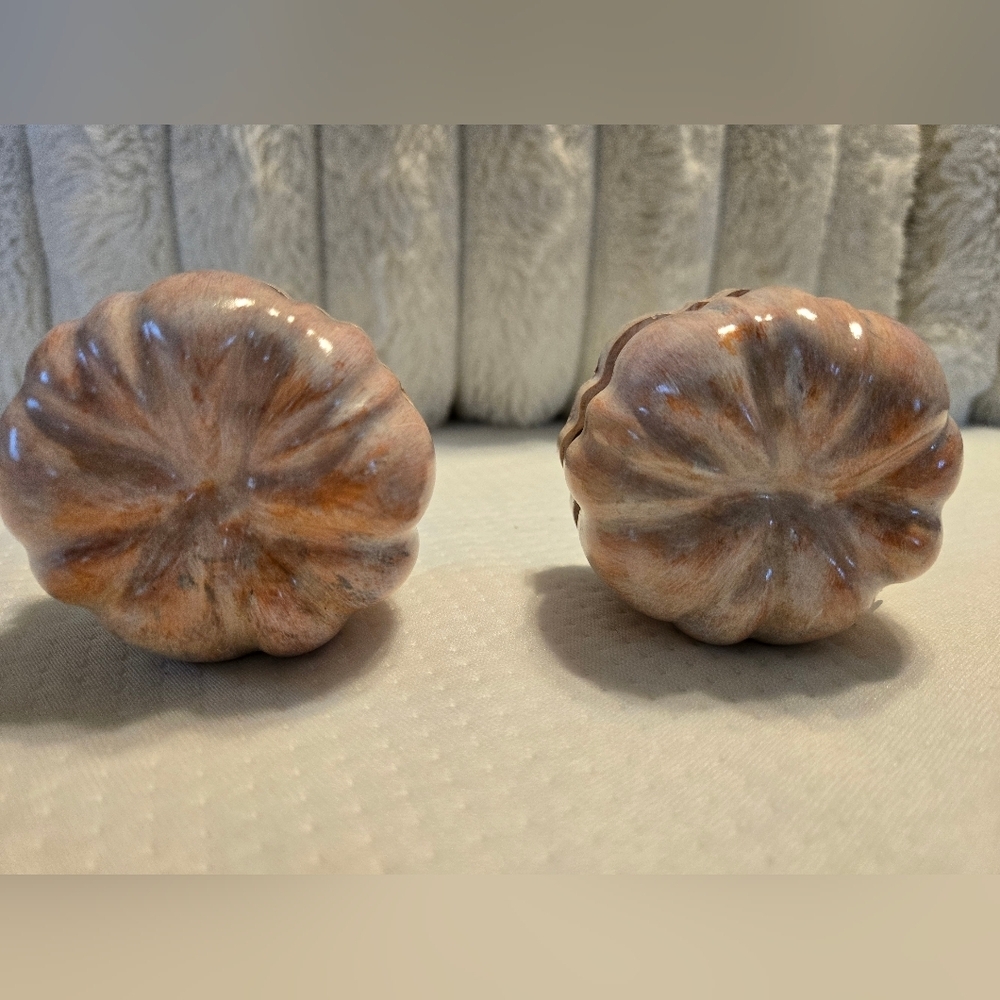 2 Porcelain Handmade/painted Pumpkin Decor. Alone Or With Greenery - Picture 4 of 8